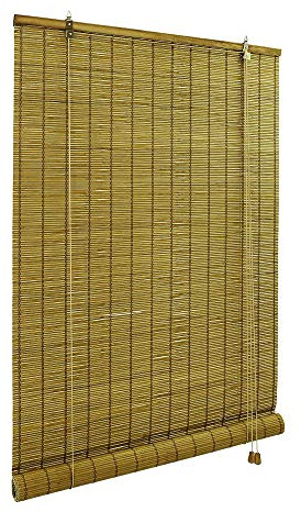 Victoria M. Bambusrollo Sonnenschutz Sichtschutz Rollo Seitenzugrollo, für Fenster und Türen, Blickdicht, 120 x 220 cm, Braun