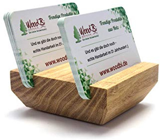 WoodBi | Visitenkartenständer aus Holz - roserne Akazie | Visitenkartenhalter aus Holz | Für bis zu 30 Visitenkarten | Handmade in Germany (Schmal)