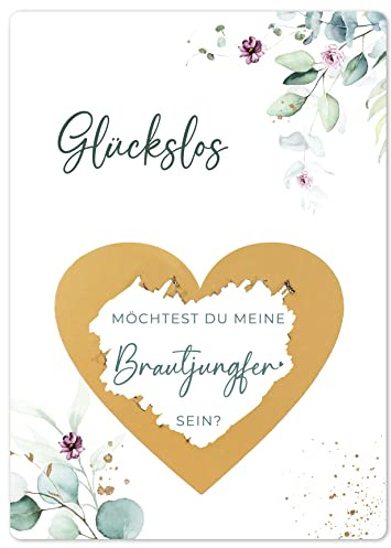 JoliCoon Rubbelkarte Brautjungfer fragen, Willst du meine Brautjungfer sein | 350g Designerpapier, fühlbare UV-Lack-Veredelung, für eine besondere Hochzeitsfrage, Premium-Papeterie
