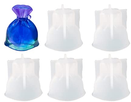 Stampo In Silicone per Borsa Fortunata Stampo In Silicone per Borsa In Resina Epossidica 3D per Fare Sapone Decorazione per Candela Al Cioccolato Borsa per Benedizione 5 Pezzi