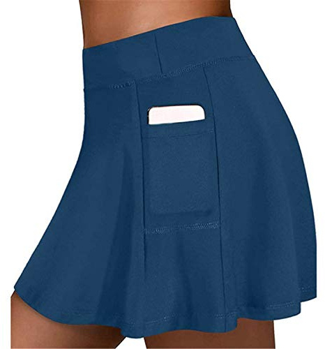 GUKOO Mujer Deportivo Corto Falda de Golf Pilates Fitness Correr Deporte Básica Patinador Multifuncional con Pantalones Cortos Falda