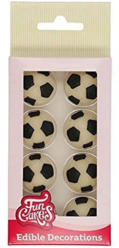 FunCakes Decorazioni in Fondant Calcio: pronto per l'uso per la decorazione di torte, perfetto per cupcakes da calcio, muffin e altro, certificato senza glutine, set / 8