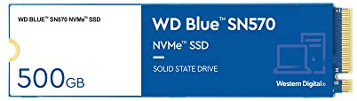 WD_BLUE SN570 500GB M.2 2280 PCIe Gen3 NVMe up to 3500 MB/s read speed, Solid State Drive