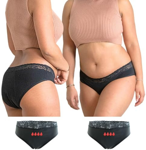 Oséclore Period Underwear Ultra Saugfähig - Mittlerer bis Starker Fluss - Periode - Urinverlust - Waschbar und Wiederverwendbar - Bio-Baumwolle und Bambus Oeko-TEX - Waschsäckchen inklusive