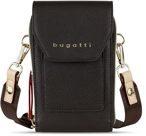 bugatti Ella Geldbörse Damen zum Umhängen mit Smartphone-Fach, Portemonnaie aus Kunstleder, braun