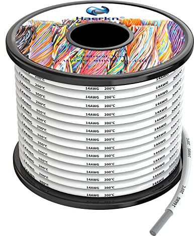 2.0mm² 14AWG Silicone Fili elettrici Bianco colori 10 metri Cavo Elettrico filo di rame stagnato a più fili Alta Temperatura Resistente