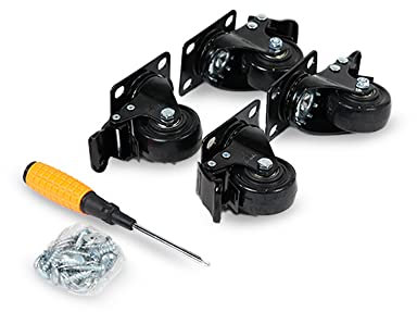 bestTools Ruedas de carga pesada de 75 mm, 4 unidades, incluye tornillos y herramientas, ruedas para muebles con freno, carga de 270 kg