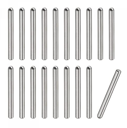 sourcing map 20 Stück Zylinderstifte 2x25mm Passstifte 304 Edelstahl Rundkopf Flachbefestigungselemente