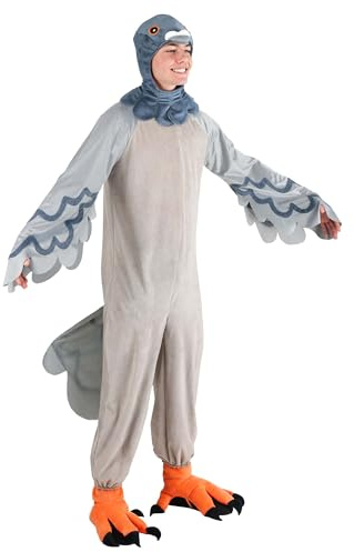 City Slicker Pigeon Adult Costume - Jumpsuit, Hood, Shoe Covers, Multi-colored, S