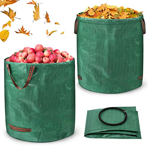 YRHome Gartenabfallsack Stabil 2x 272L Gartensack Robust Gartensäcke Rasensack mit Griffen PP 150g/m² Wiederverwendbar Selbststehend abwaschbar Laubsack für Gras Laub Gartenabfälle Spielzeug