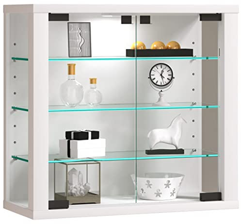 VCM Glasvitrine hängend | Vitrine Glas mit ESG-Sicherheitsglas | Maße: H. 40 x B. 43 x T. 18 cm | Hängevitrine Glas | Modern und platzsparend | Glas Vitrinenschrank - Vitrosa S