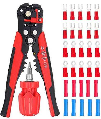 Pinzas de hierro, alicates, tenazas de carpintero, 0,2-6,0 mm² 24-10AWG Herramienta de pelado multifuncional Pelacables de ajuste automático Alicates de prensado Herramienta de pinzas for terminales