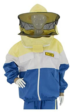 LYSON Imkerjacke mit Hut, Imkerjacke mit Reißverschluss, Schutzjacke, Imkerjacke mit Rundschleier, Imkerbluse, Imkereibedarf, Schutz vor Mücken Imkerbekleidung sportlicher Style – Modell 2Größe XXXL