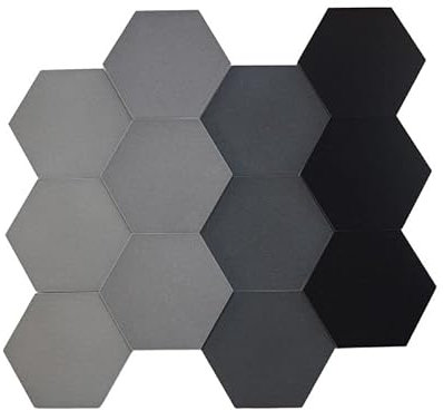 Paneldesign24 Fluffo Hexa Flat Set | Schallabsorber Wand | Hexgon Akustikpaneele | 12 Stück 3D Wandpaneele | modern & hochwertig (Grey)