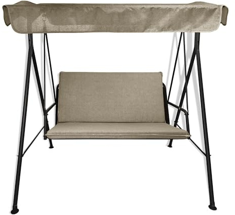 Il Tuo Artigiano Design Cuscino con Tettuccio tinta unita per dondolo da giardino 2, 3 e 4 posti spessore 6 cm (Cuscini 170x55 | Telo 216x124, Beige)