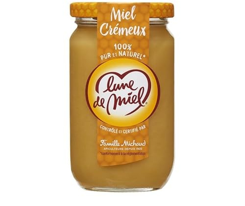 LUNE DE MIEL Miel Crémeux de Fleurs en Pot en Verre de 375g - Le Meilleur des Saveurs Naturelles pour un Petit Déjeuner Gourmand ! - Le Lot De 3
