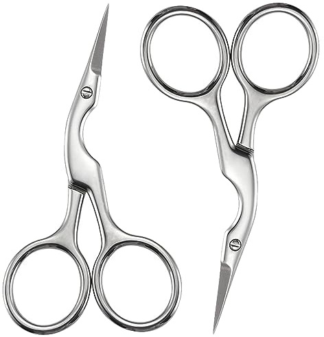 2 Stück Augenbrauenformschere Professionelle Edelstahl Beauty Schere Mehrzweck-Nagelschere für Männer und Frauen Trimmen Augenbrauen und Wimpern