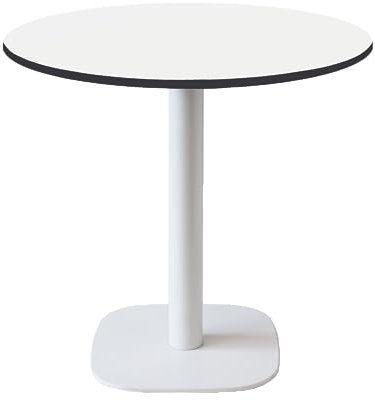 Restootab Table Ø70cm - modèle Round Pied Blanc Blanc Chants Noir