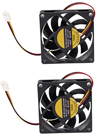 Feriany 2pcs 70X70mm 12V 3-Pin PC Computer Case CPU DC Brushless Cooler Cooling Fan Black