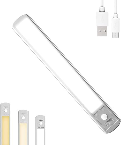 Epicflare Underbyggnad kök LED 23 cm underskåp belysning kök 3 lägen 66 lysdioder skåpbelysning med rörelsedetektor ljuslist 1100 mAh USB uppladdningsbar dimbar för garderob trappor