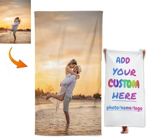 Fadaing Personalisiertes Strandhandtuch, Personalisiertes Badetuch Mit Namen Foto, Anime Personalisiertes Handtuch Badetuch Mit Namen Microfaser Strandtücher (70 x 140 cm,1)