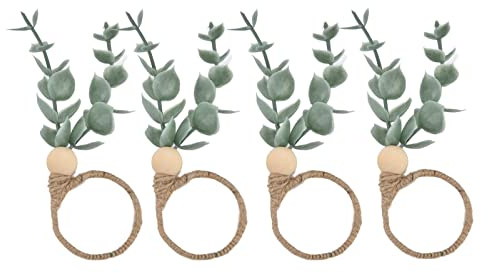 Servilletas de flores de artesanía para bodas fiestas de Año Nuevo, Simple Decorativo Follaje Servilleta Anillos, Juego de 4, 1.6 Pulgadas de Diámetro (HEEPDD7ugweh56z2-11)