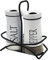 Pack of 2 Salt and Pepper Shaker Salt and Pepper Pots Salt and Pepper Set Salt Shaker Salt Pot Kitchen Accessories (White, with Holder)