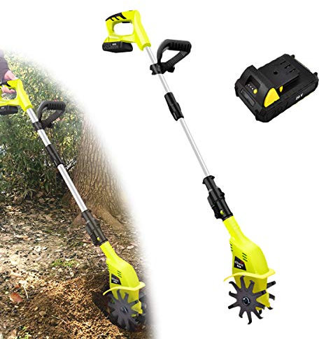 Electric Garden Tiller - Mini Tiller for Gardens, Cultivated Land Depth 9.8in, Width 3.9in, Adjustable Earthwise Tiller for Soil Cultivation - Compact and Powerful Tiller for Gardening Needs