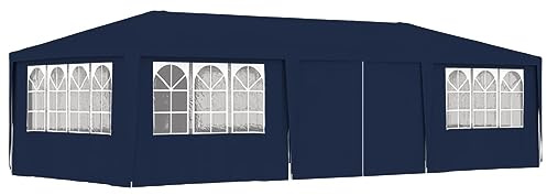 Iiaky Profi-Partyzelt mit Seitenwänden 4×9 m Blau 90 g/m² Zelt Heckklappe Pavillion Camping