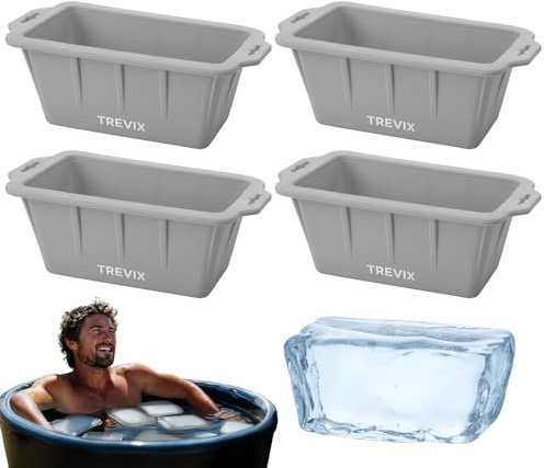 XL Ice Block Mold for Cold Plunge (4 PCS) - Can Make 18 LBS Ice Cube, Reusable Ice Cube Trays for Indoor & Outdoor (Gray)