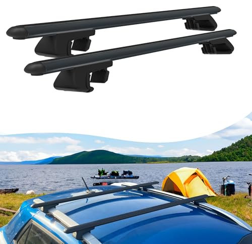 Axenture Roof Rack Cross Bars Compatible with Dacia Duster Hs 2010-2013, Fits Raised Roof Rails with Gap to Car Roof, Ideal Rail Carrier for Roof Tents, 2-Piece Black