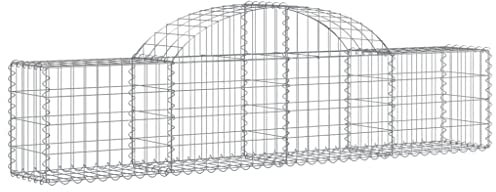 Makastle Lot de 11 Gabions pour Pierre, Cage en Métal, Panier à Pierre, Lit Surélevé à Gabions Jardinière à Gabions, Arqués, Paterre, Décoration de Jardin, 200x30x40/60 cm