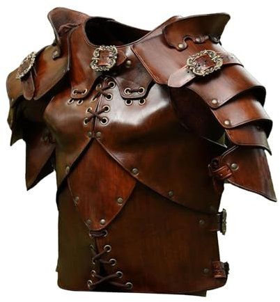 Baoblaze Mittelalterlicher Brustpanzer für Herren, gotischer Körperpanzer, Brustpanzer, Schulterstücke für Rollenspiele, Braun