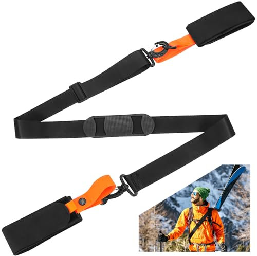 Draupnir Ski Tragegurt, Ski Carrier Strap, Verstellbare Rutschfeste Schultergurte, Skis Tragehilfe, Snowboard Bindungsriemen, Skitragegurt und Stöcke für Outdoor Winter Zubehör