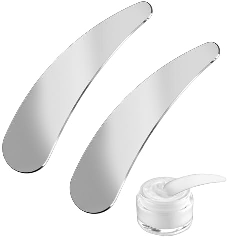 TIESOME 2 espátulas cosméticas de metal, espátula cosmética de metal, máscara facial, espátula, espátula, espátula, mini espátula cosmética para crema, mascarilla, lociones, cremas hidratantes