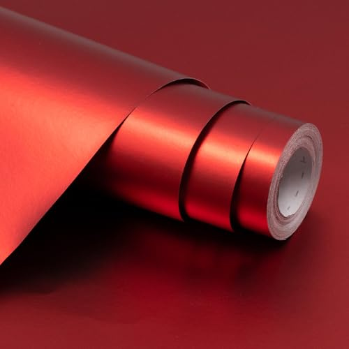 Rollo de papel para envolver regalos rojo mate, 43 cm x 12 m, papel para envolver regalos de cumpleaños de color sólido para bodas, cumpleaños, fiestas, decoraciones de regalos de festivales