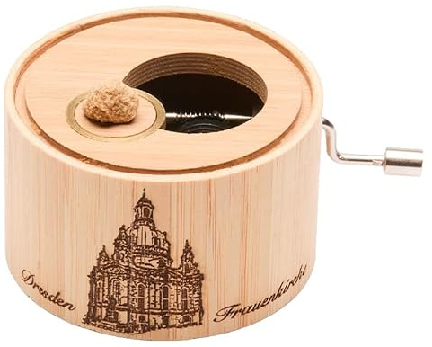 Spieluhr aus Bambus mit dem Abendsegen aus Hänsel und Gretel von E. Humperdinck, Motiv-Edition Dresden Frauenkirche, deluxe Sandstein