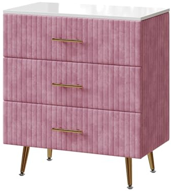 Vicco Kommode Velia, Rosa, 70 x 78.5 cm | mit 3 Schubladen, zur Aufbewahrung von Kleidung und Alltagsgegenständen