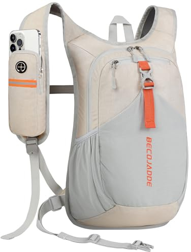 BECOJADDE 18L Wanderrucksack Herren Kleiner Rucksack Damen Leichter Daypack Tagesrucksack Faltbarer Trekkingrucksack für Camping Outdoor Wandern Travel Beige
