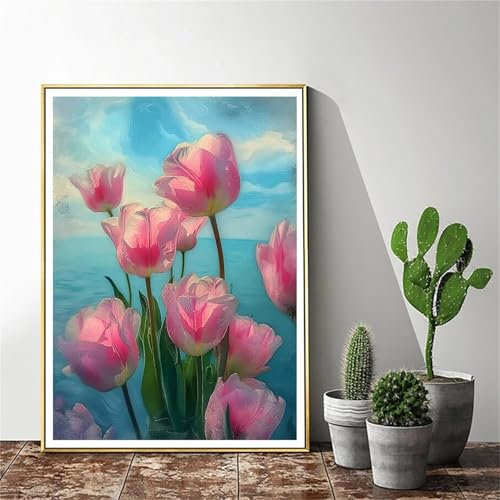Malen Nach Zahlen Blume Malen Nach Zahlen Erwachsene Rose Malen Nach Zahlen kinder Paint by Numbers Handgemalt ölgemälde ,Pinseln und Acrylfarbe kreativ Set für Erwachsene (Rahmenlos) 60x80cm C-1050