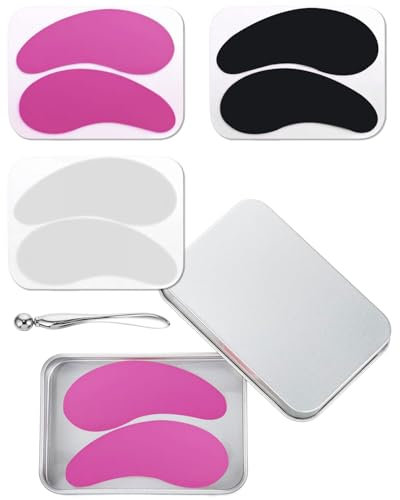 3 paia Patch Occhi Riutilizzabili,Silicone Cuscinetti in Gel,Maschere di trattamento occhi,per Gli Occhi Maschera Sotto Gli Occhi Rughe e Rughe Sottili con Applicatore di Crema per Custodia in Latta