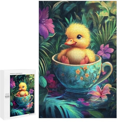Puzzles for Adults 1000 Pieces - Ducklings in A Teacup Funny Inspirational Wooden Jigsaw Puzzles for Family Activities Games
