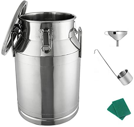 Bidon à Lait en Acier Inoxydable, Seau de Transport avec Couvercle hermétique pour Conserver Le Lait au Frais, 20 L (32 x 40 cm)