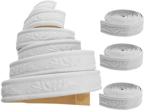 DIYEAH Moldura De Pared Autoadhesiva Pvc 4 Cm Ancho Espuma Protectora, Borde Para Espejo y Zócalo, Uso Multipropósito Para Decoración De Hogar, 4 Rollos