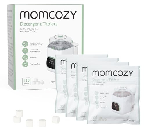 Momcozy Bloque de lavado oficial para botellas de Momcozy, sin perfume, seguro para bebés, 120 pastillas