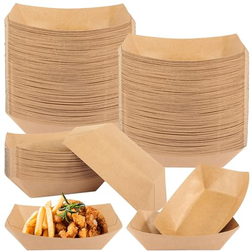 GOSHIES Pommesschalen 125 Stück Currywurst Schale Kraftpapier Pappschalen Kraft Salatschale Fingerfood Schalen für Pommes Frites Macarons Currywurst Salate