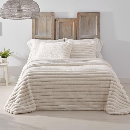 Burrito Blanco | Colcha edredón Invierno con Borreguillo | Cama de 90cm. (+Medidas Disponibles) | Diseño 438 | Color Crema (180x260cm.)