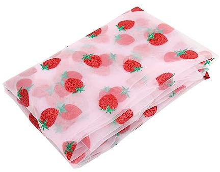jojofuny Multi-Function Strawberry Mesh Fabric for DIY Sewing Dress Hair Accessories