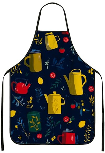 Delantal moderno de teteras para cocinar, delantal de cocina azul marino para barbacoa, jardinería y trabajo de chef, marino, 24x31 Inch