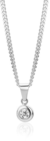 OROVI 14 k (585) Gelbgold/Weißgold, 0.10 Ct/ 0.50 Ct Diamant Halskette Damen, 925 silber kette mit Kettenanhänger Diamant, Panzerkette 45cm, Schmuck Damen, Gold Schmuck, inkl. Edler Schmuckbox